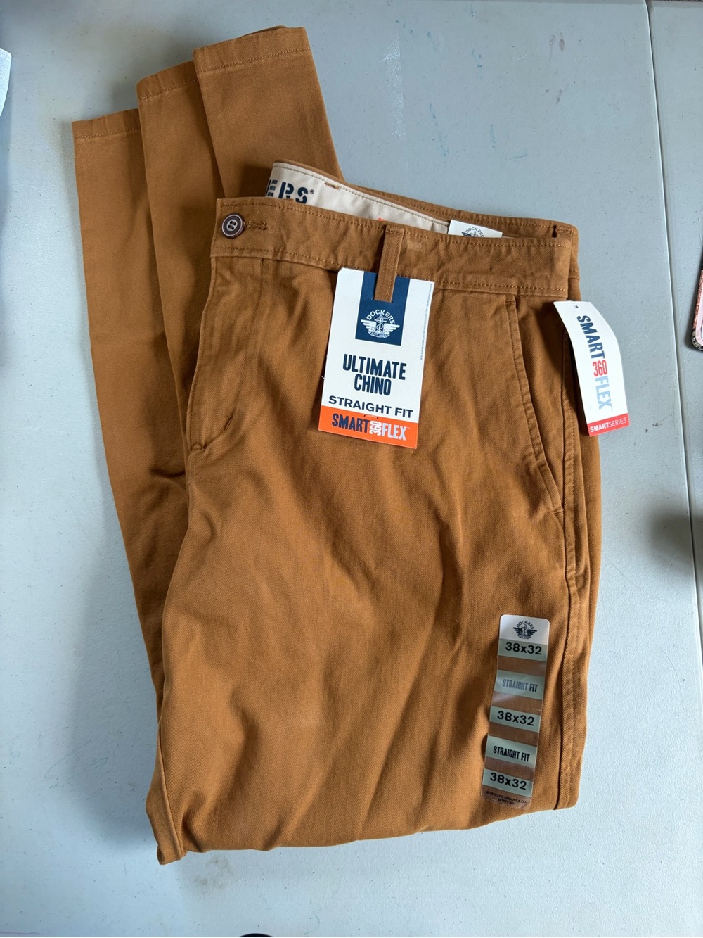 NWT Dockers Ultimate Chino Straight Fit Pants Men 38x32 Smart 360 Flex Tan Khaki